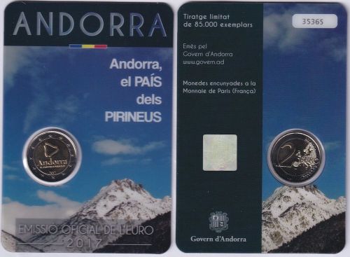 ANDORRA 2 Euro 2017 - Land in den Pyrenäen - original OVP in Coincard