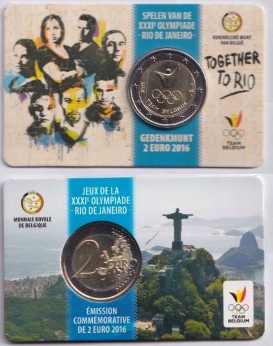 2 Euro Gedenkmünze Belgien 2016 - Olympische Spiele - Flämische Coincard