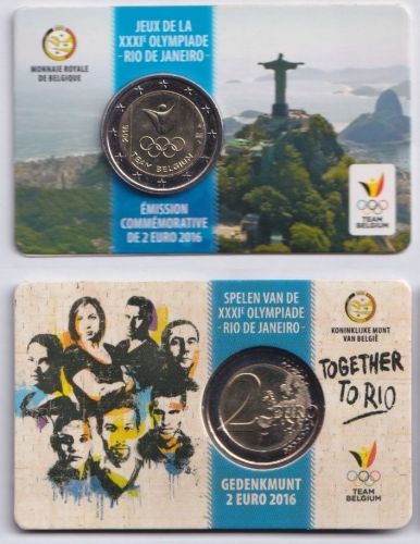 2 Euro Gedenkmünze Belgien 2016 - Olympische Spiele - Wallonische Coincard
