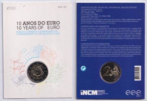 Portugal 2 Euro 2012 - Coincard -10 Jahre Euro-Bargeld - OVP