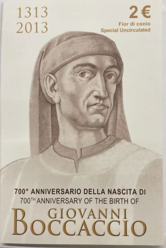 Italien 2 Euro 2013 - Giovanni Boccaccio - Original in Coincard Blister OVP