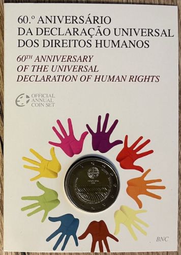 Portugal 2 Euro 2008 - 60 Jahre Erklärung der Menschenrechte - Coincard - OVP