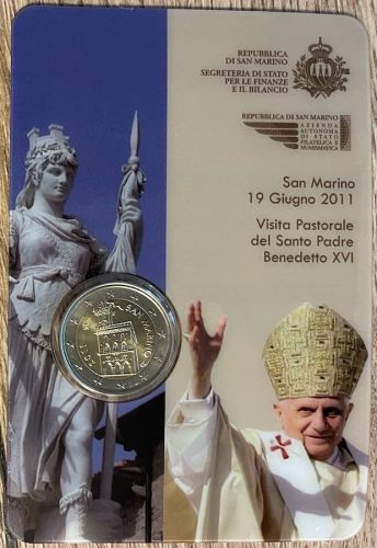 San Marino 2 Euro 2011 - Besuch Papst Benedikt XVI - Coincard OVP