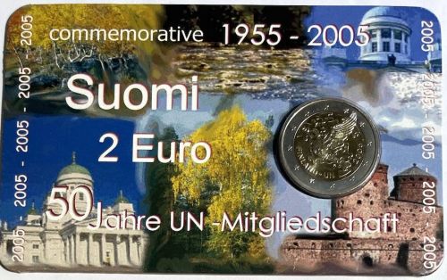 Finnland 2 Euro 2005 - 50 Jahre UN-Mitgliedschaft - Coincard OVP