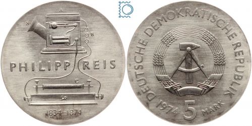 DDR 5 Mark 1974 - Philipp Reis - stempelglanz - J.1550