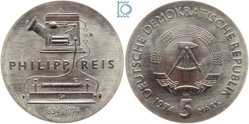 DDR 5 Mark 1974 - Philipp Reis - stempelglanz - J.1550
