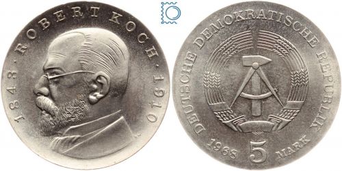 DDR 5 Mark 1968 - Robert Koch - stempelglanz - J.1522