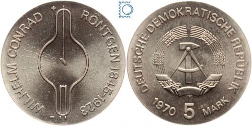 DDR 5 Mark 1970 - Wilhelm Conrad Röntgen - stempelglanz - J.1530