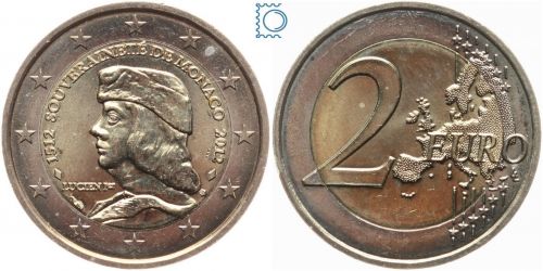 Monaco 2 Euro 2012 - 500 Jahre Unabhängigkeit - Lucien Grimaldi
