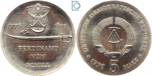 DDR 5 Mark 1976 - Ferdinand von Schill - stempelglanz - J.1559