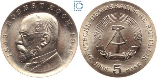 DDR 5 Mark 1968 - Robert Koch - stempelglanz - J.1522