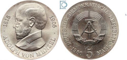DDR 5 Mark 1980 - Adoplph von Menzel - stempelglanz - J.1576