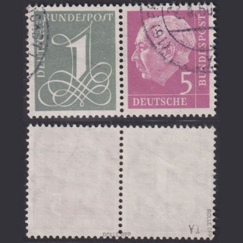 Bund Heuss Zusammendruck W17 YI gestempelt, geprüft Rolle BPP