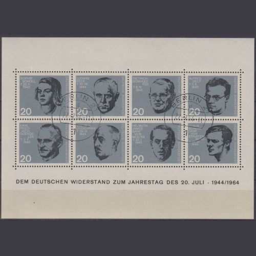 Bund Block 3, Widerstandskämpfer gestempelt Tagesstempel BERLIN - PRÜFGARANTIE!