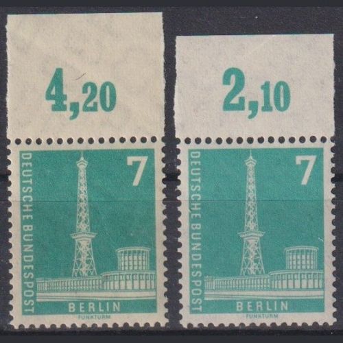Berlin, Michel Nr. 135 vv + wv Oberrand postfrisch - Freimarke Funkturm