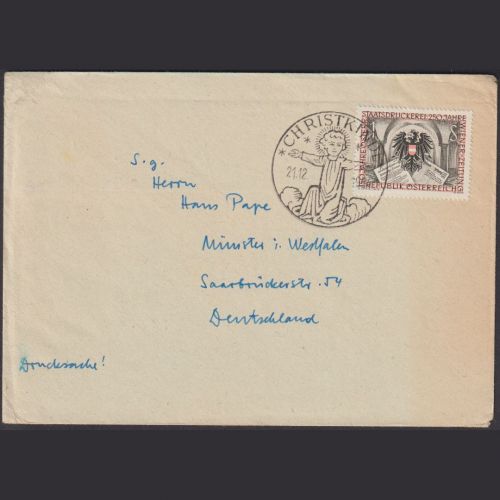 Österreich CHRISTKINDL Stempel 21.12.1954 Brief nach Deutschland