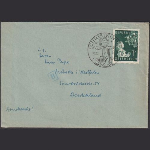 Österreich CHRISTKINDL Stempel 20.12.1954 Brief nach Deutschland