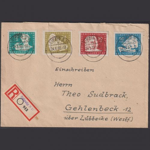 DDR Nr. 256-259 gestempelt LEIPZIG - R-Brief - Johann Sebastian Bach