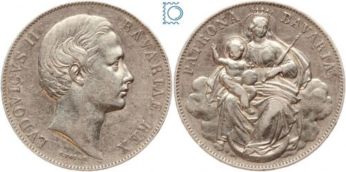 BAYERN, Taler o.J. 1865, Ludwig II., Patrona Bavariae Madonnentaler