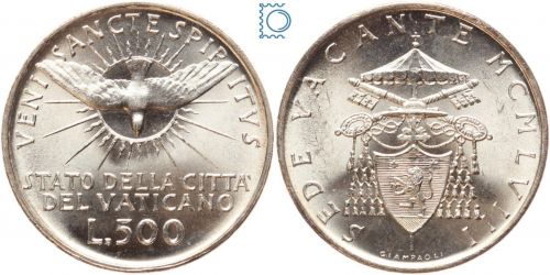 Vatikan, Vatikanstadt, 500 Lire 1936 - Sede Vacante - Silber