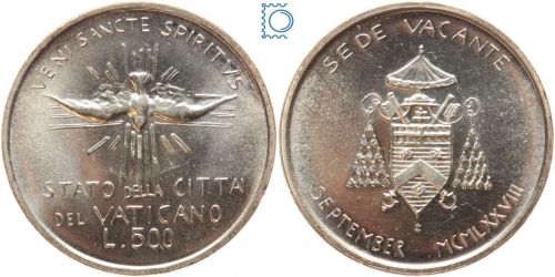 Vatikan, Vatikanstadt, 500 Lire 1978 - Sede Vacante - Silber