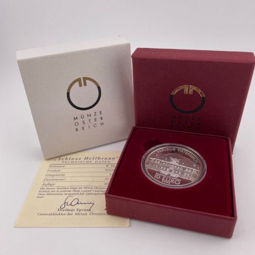 Österreich 10 Euro 2004 - Schloss HELLBRUNN - Silber PP - Etui original