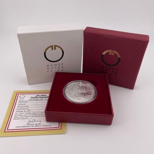 Österreich 10 Euro 2005 - 60 Jahre Zweite Republik - Silber PP - Etui original