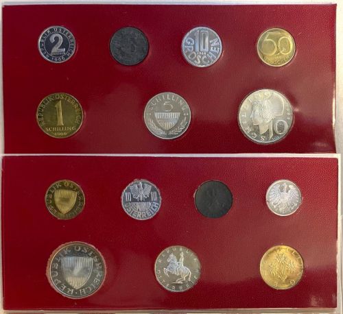 Österreich 1965 KMS PP Proof Satz | 2 Groschen bis 10 Schilling
