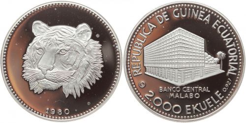 Äquatorialguinea 2000 Ekuele 1980 | WWF Tiger PP | Silber