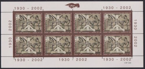 SCHWEIZ MiNr. 1807 Kleinbogen postfrisch - Letzte Briefmarkenherstellung