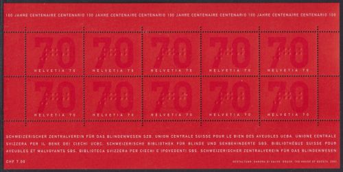 SCHWEIZ MiNr. 1828 Kleinbogen postfrisch - Schweizer Zentralverein Blindenwesen