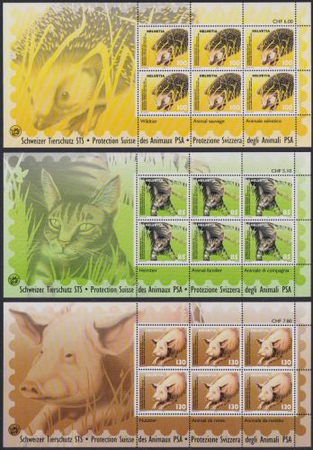 SCHWEIZ MiNr. 1886-88 Kleinbogen postfrisch - Schweizer Tierschutz STS