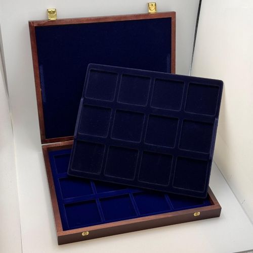 Münzkassette Münzenbox Schatulle Münzen Aufbewahrung Holzkassette für 24 Münzen