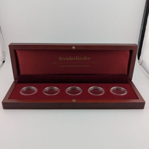Deutsche Post pro collect Münzen-Sammelbox Bundesländer Holz - 5 x 2 Euro Münzen - mit Kapseln -gebraucht