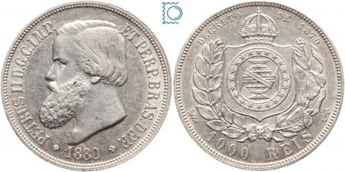 Brasilien, 1000 Reis 1880 - Pedro II (1831-1889)