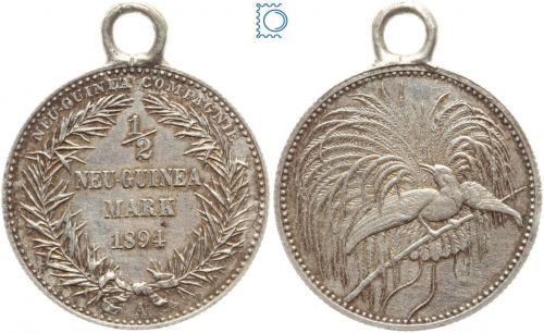 Deutsch-Neuguinea, Neu-Guinea ½ Mark 1894 A, Kaiser Wilhelm II., gehenkelt