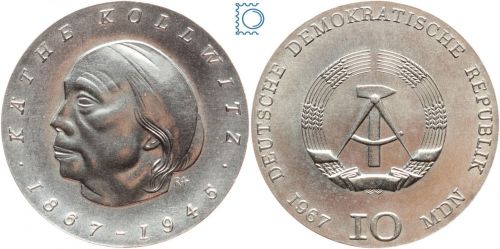 DDR 10 Mark 1967 - Käthe Kollwitz - stempelglanz - J.1519