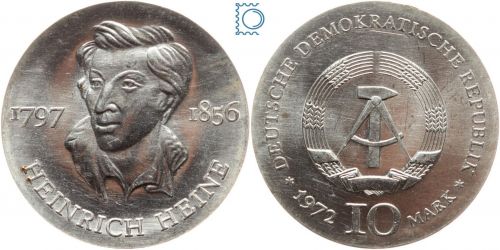 DDR 10 Mark 1972 - Heinrich Heine - stempelglanz - J.1542