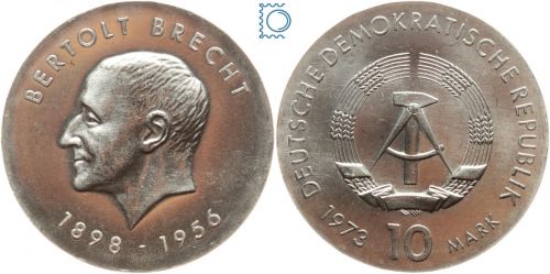 DDR 10 Mark 1973 - Berthold Brecht - stempelglanz - J.1544