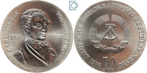 DDR 10 Mark 1976 - Carl Maria von Weber - stempelglanz - J.1562