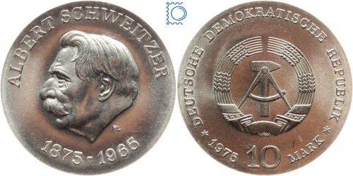 DDR 10 Mark 1975 - Albert Schweitzer - stempelglanz - J.1554