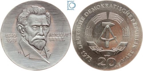 DDR 20 Mark 1973 - August Bebel - stempelglanz