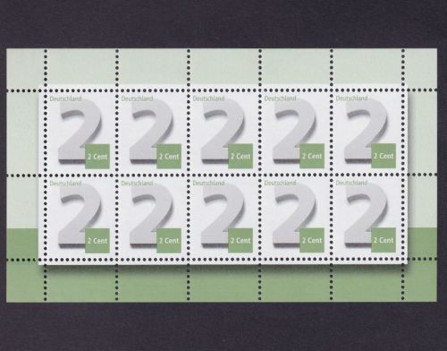 Bund, Michel Nr. 3042 Kleinbogen postfrisch - 2 Cent Ergänzungsmarke