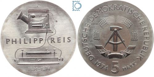DDR 5 Mark 1974 - Philipp Reis - stempelglanz - J.1550
