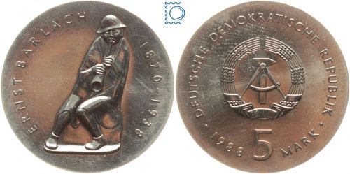 DDR 5 Mark 1988 - Ernst Barlach - stempelglanz - J.1620