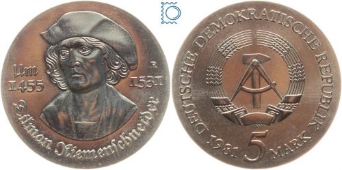 DDR 5 Mark 1981 - Tilman Riemenschneider - stempelglanz - J.1580