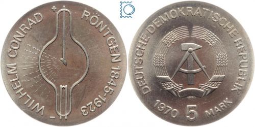 DDR 5 Mark 1970 - Wilhelm Conrad Röntgen - stempelglanz - J.1530
