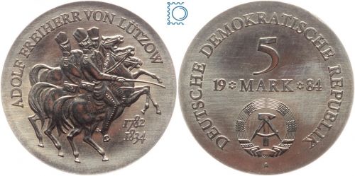 DDR 5 Mark 1984 - Freiherr von Lützow - stempelglanz - J.1599