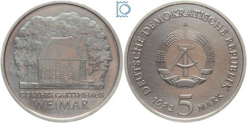 DDR 5 Mark 1982 - Goethes Gartenhaus Weimar - stempelglanz