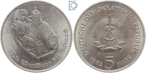 DDR 5 Mark 1982 - Wartburg bei Eisenach - stempelglanz